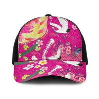Hawaiian and Japanese Culture Together Baseball Net Cap Kakau Tribal Pattern and Irezumi Art Pink Color LT03 One Size Black Pink - Polynesian Pride