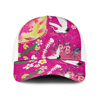 Hawaiian and Japanese Culture Together Baseball Net Cap Kakau Tribal Pattern and Irezumi Art Pink Color LT03 One Size White Pink - Polynesian Pride