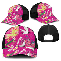 Hawaiian and Japanese Culture Together Baseball Net Cap Kakau Tribal Pattern and Irezumi Art Pink Color LT03 - Polynesian Pride