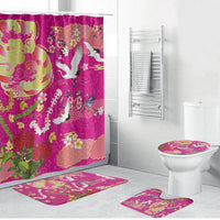 Hawaiian and Japanese Culture Together Bathroom Set Kakau Tribal Pattern and Irezumi Art Pink Color LT03 Bathroom Set (4 pcs) Pink - Polynesian Pride
