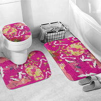 Hawaiian and Japanese Culture Together Bathroom Set Kakau Tribal Pattern and Irezumi Art Pink Color LT03 Mat Set Only (3 pcs) One Size Pink - Polynesian Pride