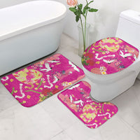 Hawaiian and Japanese Culture Together Bathroom Set Kakau Tribal Pattern and Irezumi Art Pink Color LT03 - Polynesian Pride