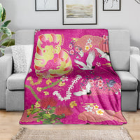 Hawaiian and Japanese Culture Together Blanket Kakau Tribal Pattern and Irezumi Art Pink Color LT03 - Polynesian Pride