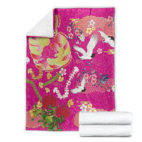 Hawaiian and Japanese Culture Together Blanket Kakau Tribal Pattern and Irezumi Art Pink Color LT03 - Polynesian Pride