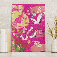 Hawaiian and Japanese Culture Together Canvas Wall Art Kakau Tribal Pattern and Irezumi Art Pink Color LT03 Without Frame Pink - Polynesian Pride