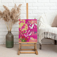 Hawaiian and Japanese Culture Together Canvas Wall Art Kakau Tribal Pattern and Irezumi Art Pink Color LT03 - Polynesian Pride