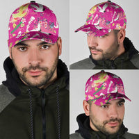 Hawaiian and Japanese Culture Together Classic Cap Kakau Tribal Pattern and Irezumi Art Pink Color LT03 - Polynesian Pride