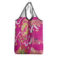 Hawaiian and Japanese Culture Together Grocery Bag Kakau Tribal Pattern and Irezumi Art Pink Color LT03 - Polynesian Pride