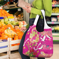 Hawaiian and Japanese Culture Together Grocery Bag Kakau Tribal Pattern and Irezumi Art Pink Color LT03 - Polynesian Pride