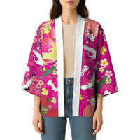 Hawaiian and Japanese Culture Together Kimono Kakau Tribal Pattern and Irezumi Art Pink Color