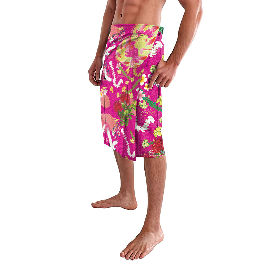 Hawaiian and Japanese Culture Together Lavalava Kakau Tribal Pattern and Irezumi Art Pink Color LT03 - Polynesian Pride