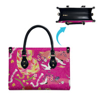 Hawaiian and Japanese Culture Together Leather Bag Kakau Tribal Pattern and Irezumi Art Pink Color LT03 - Polynesian Pride