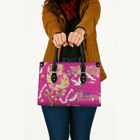 Hawaiian and Japanese Culture Together Leather Bag Kakau Tribal Pattern and Irezumi Art Pink Color LT03 - Polynesian Pride