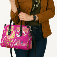 Hawaiian and Japanese Culture Together Leather Bag Kakau Tribal Pattern and Irezumi Art Pink Color LT03 - Polynesian Pride