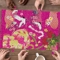 Hawaiian and Japanese Culture Together Puzzle Kakau Tribal Pattern and Irezumi Art Pink Color LT03 - Polynesian Pride