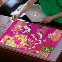 Hawaiian and Japanese Culture Together Puzzle Kakau Tribal Pattern and Irezumi Art Pink Color LT03 - Polynesian Pride