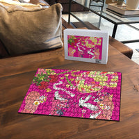 Hawaiian and Japanese Culture Together Puzzle Kakau Tribal Pattern and Irezumi Art Pink Color LT03 - Polynesian Pride