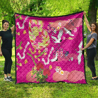 Hawaiian and Japanese Culture Together Quilt Kakau Tribal Pattern and Irezumi Art Pink Color LT03 - Polynesian Pride