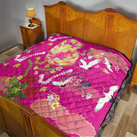 Hawaiian and Japanese Culture Together Quilt Kakau Tribal Pattern and Irezumi Art Pink Color LT03 - Polynesian Pride