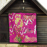 Hawaiian and Japanese Culture Together Quilt Kakau Tribal Pattern and Irezumi Art Pink Color LT03 - Polynesian Pride