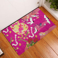 Hawaiian and Japanese Culture Together Rubber Doormat Kakau Tribal Pattern and Irezumi Art Pink Color LT03 - Polynesian Pride