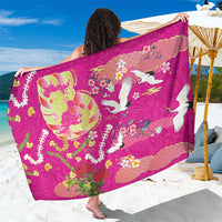 Hawaiian and Japanese Culture Together Sarong Kakau Tribal Pattern and Irezumi Art Pink Color LT03 One Size 44 x 66 inches Pink - Polynesian Pride