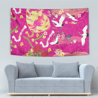 Hawaiian and Japanese Culture Together Tapestry Kakau Tribal Pattern and Irezumi Art Pink Color LT03 - Polynesian Pride