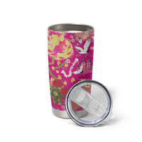 Hawaiian and Japanese Culture Together Tumbler Cup Kakau Tribal Pattern and Irezumi Art Pink Color LT03 - Polynesian Pride