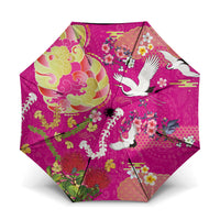 Hawaiian and Japanese Culture Together Umbrella Kakau Tribal Pattern and Irezumi Art Pink Color LT03 One Size Folded 11.42 inch Opened Diameter 37.4 inch Pink - Polynesian Pride