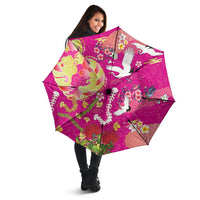 Hawaiian and Japanese Culture Together Umbrella Kakau Tribal Pattern and Irezumi Art Pink Color LT03 - Polynesian Pride
