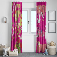 Hawaiian and Japanese Culture Together Window Curtain Kakau Tribal Pattern and Irezumi Art Pink Color LT03 - Polynesian Pride