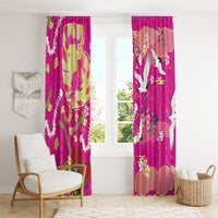 Hawaiian and Japanese Culture Together Window Curtain Kakau Tribal Pattern and Irezumi Art Pink Color LT03 - Polynesian Pride