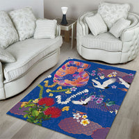 Hawaiian and Japanese Culture Together Area Rug Kakau Tribal Pattern and Irezumi Art Blue Color LT03 - Polynesian Pride