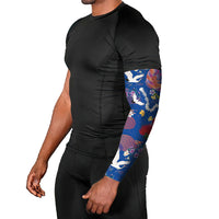 Hawaiian and Japanese Culture Together Arm Sleeves Kakau Tribal Pattern and Irezumi Art Blue Color LT03 - Polynesian Pride