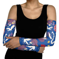 Hawaiian and Japanese Culture Together Arm Sleeves Kakau Tribal Pattern and Irezumi Art Blue Color LT03 - Polynesian Pride