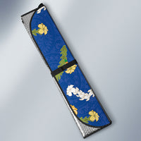 Hawaiian and Japanese Culture Together Auto Sun Shade Kakau Tribal Pattern and Irezumi Art Blue Color LT03 - Polynesian Pride