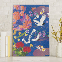 Hawaiian and Japanese Culture Together Canvas Wall Art Kakau Tribal Pattern and Irezumi Art Blue Color LT03 Without Frame Blue - Polynesian Pride
