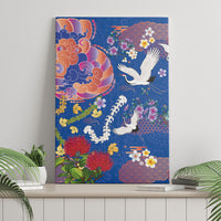 Hawaiian and Japanese Culture Together Canvas Wall Art Kakau Tribal Pattern and Irezumi Art Blue Color LT03 - Polynesian Pride