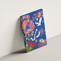 Hawaiian and Japanese Culture Together Canvas Wall Art Kakau Tribal Pattern and Irezumi Art Blue Color LT03 - Polynesian Pride