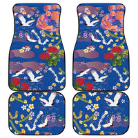 Hawaiian and Japanese Culture Together Car Mats Kakau Tribal Pattern and Irezumi Art Blue Color LT03 - Polynesian Pride