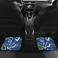 Hawaiian and Japanese Culture Together Car Mats Kakau Tribal Pattern and Irezumi Art Blue Color LT03 Set 2pcs - Back Blue - Polynesian Pride