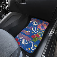 Hawaiian and Japanese Culture Together Car Mats Kakau Tribal Pattern and Irezumi Art Blue Color LT03 - Polynesian Pride