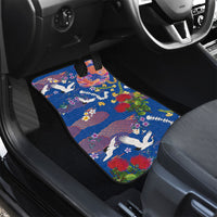 Hawaiian and Japanese Culture Together Car Mats Kakau Tribal Pattern and Irezumi Art Blue Color LT03 - Polynesian Pride