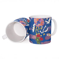 Hawaiian and Japanese Culture Together Ceramic Mug Kakau Tribal Pattern and Irezumi Art Blue Color LT03 - Polynesian Pride
