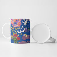 Hawaiian and Japanese Culture Together Ceramic Mug Kakau Tribal Pattern and Irezumi Art Blue Color LT03 - Polynesian Pride