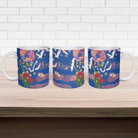 Hawaiian and Japanese Culture Together Ceramic Mug Kakau Tribal Pattern and Irezumi Art Blue Color LT03 - Polynesian Pride