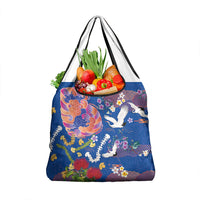 Hawaiian and Japanese Culture Together Grocery Bag Kakau Tribal Pattern and Irezumi Art Blue Color LT03 1-pack One Size Blue - Polynesian Pride
