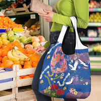 Hawaiian and Japanese Culture Together Grocery Bag Kakau Tribal Pattern and Irezumi Art Blue Color LT03 - Polynesian Pride