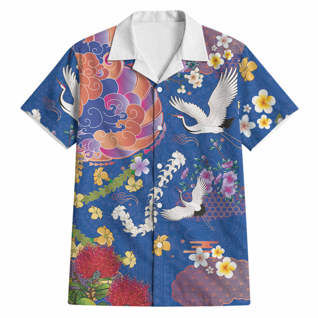 Hawaiian and Japanese Culture Together Hawaiian Shirt Kakau Tribal Pattern and Irezumi Art Blue Color LT03 Blue - Polynesian Pride