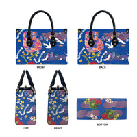 Hawaiian and Japanese Culture Together Leather Bag Kakau Tribal Pattern and Irezumi Art Blue Color LT03 - Polynesian Pride